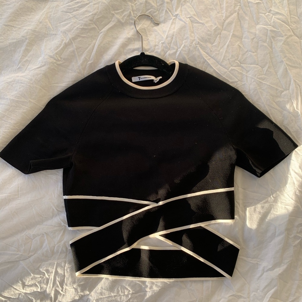 T by Alexander Wang Black and White Crop Top
